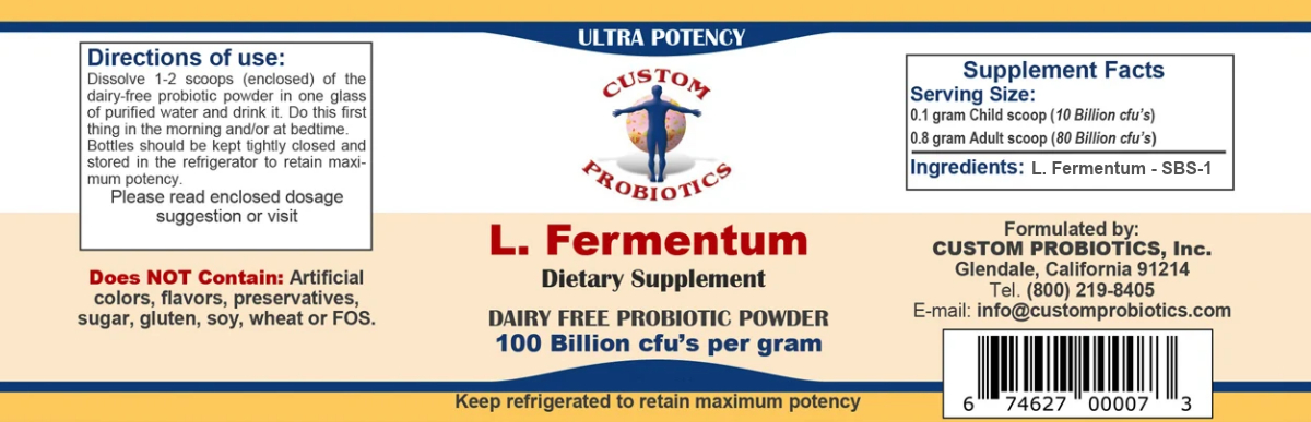 L. Fermentum Probiotic Powder Label